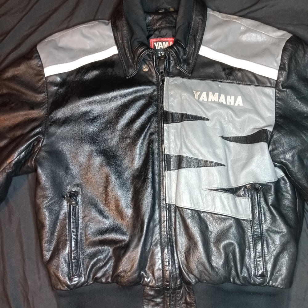 COPY Yamaha leather snowmobile jacket size LG black… Gem